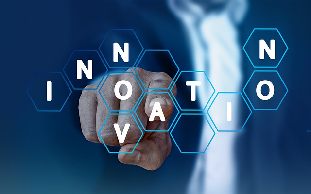 Finger points to letters reading INNOVATION