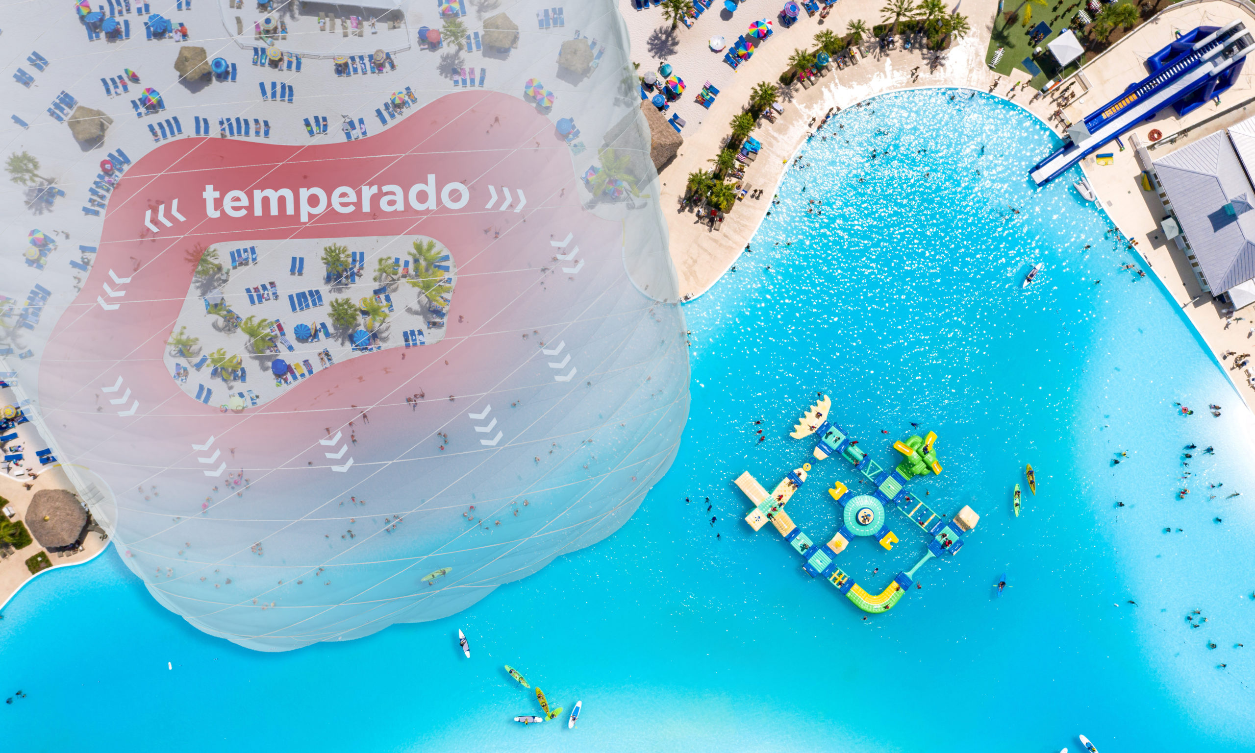 Image describing Hot Reef technology by Crystal Lagoons and how it is implemented in crystalline lagoons created by the multinational firm