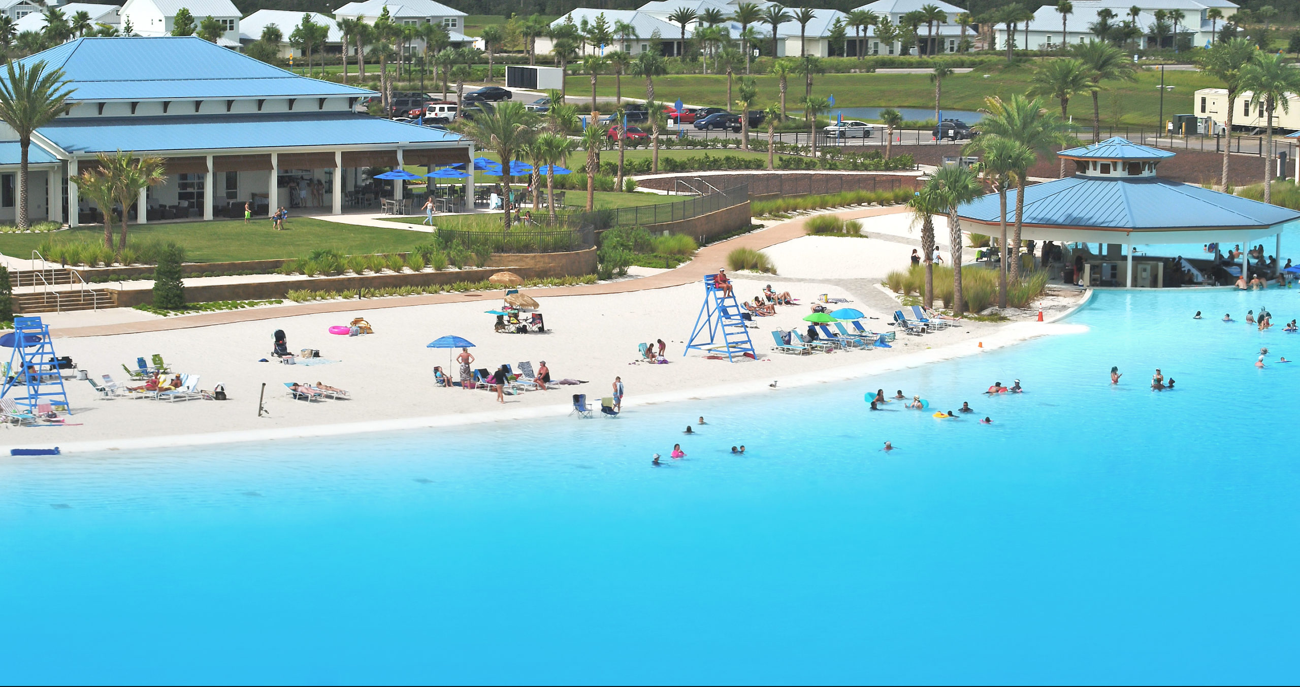 Aerial view of Beachwalk crystalline lagoon by Crystal Lagoons