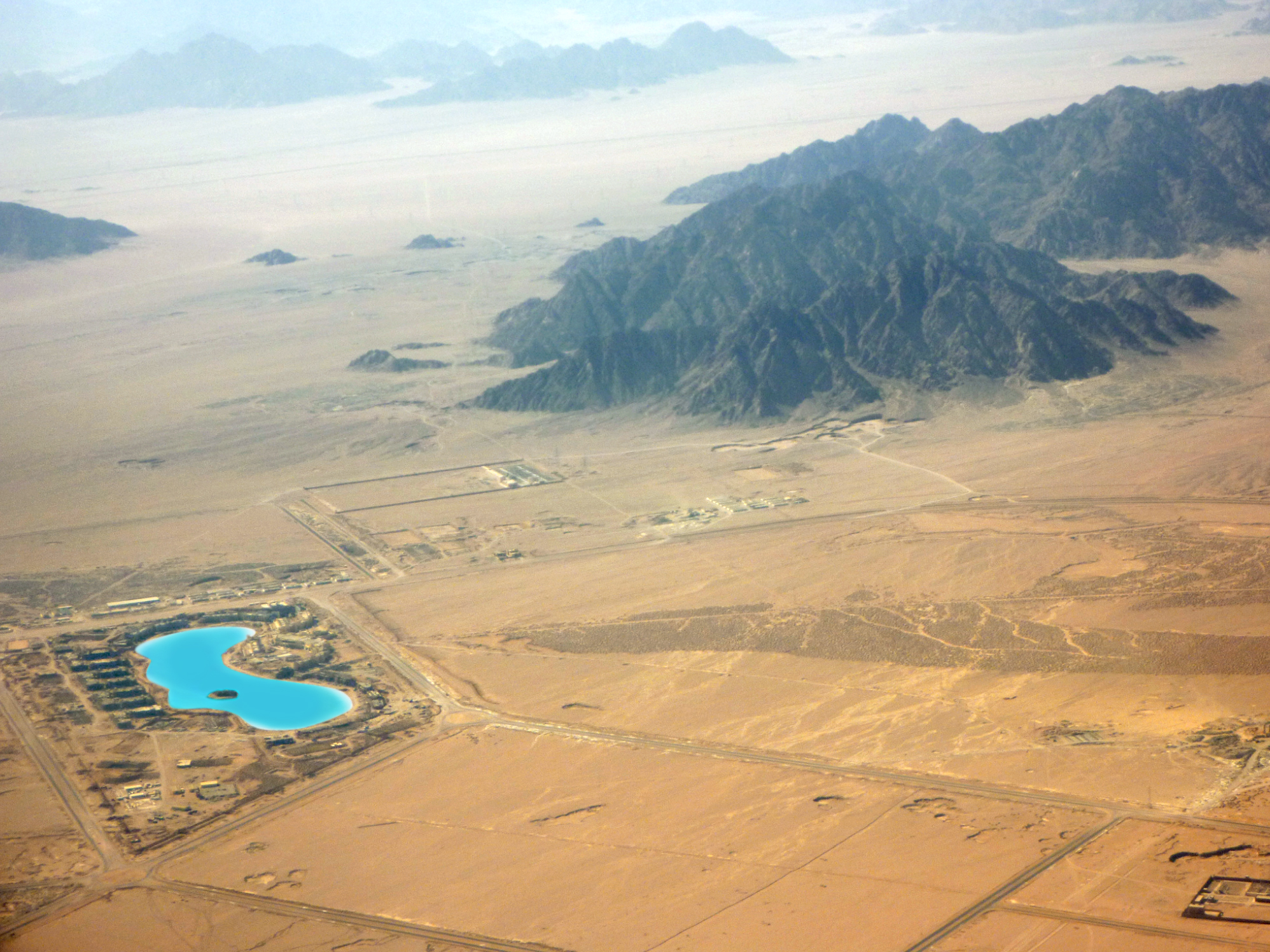 Aerial view of one of the world' largest crystalline lagoons by Crystal Lagoons in Sharm el Sheik